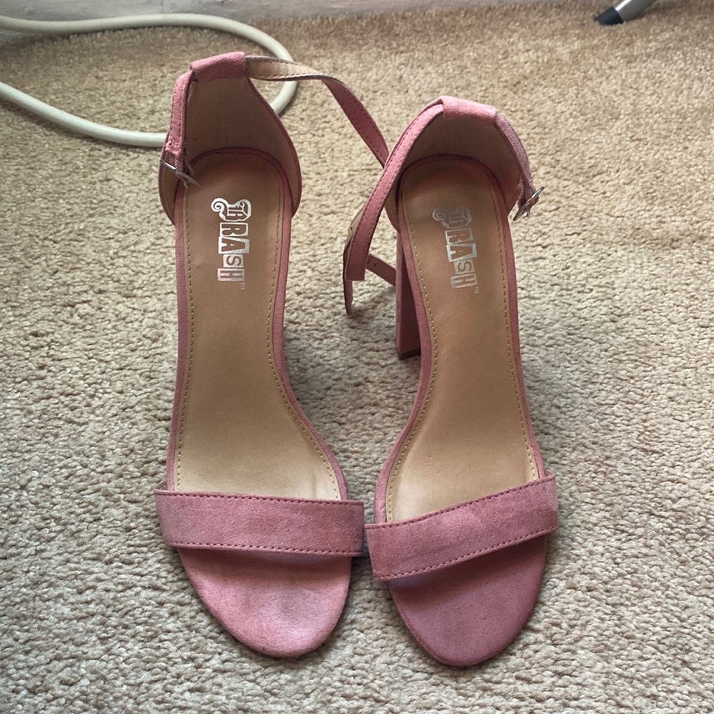 Pink open toe heel
